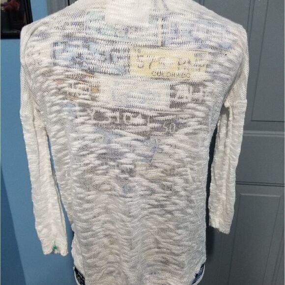 Pieces by kensie white longsleeve blouse - Picture 3 of 5